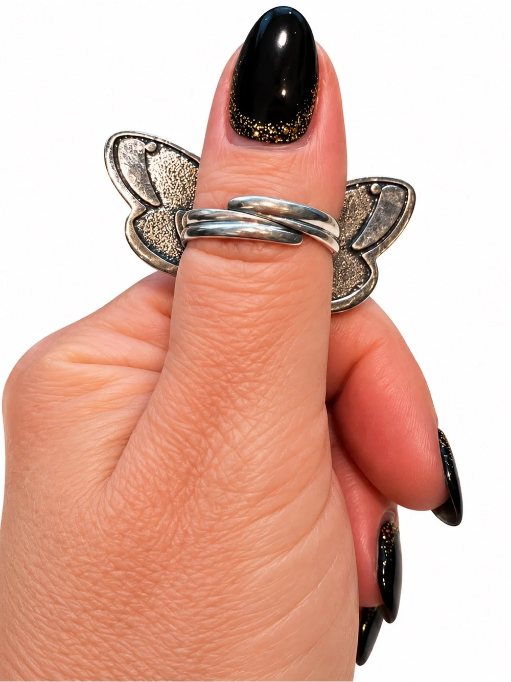 ✨ Sterling Silver Ethiopian Fire Opal Death Moth Ring ✨